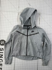 Nike Hoodie Women's Small Gray Tech Fleece Windrunner Full Zip Crop Sportswear