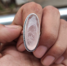 Rose Quartz Ring 925 Sterling Silver Band Statement Handmade Ring All Size