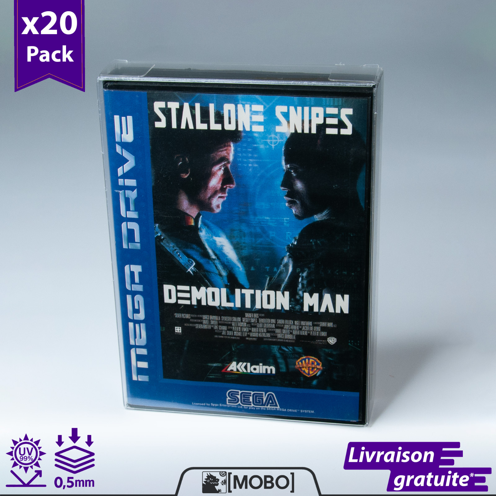 Protections boîtier Sega Megadrive - 20 étuis crystal 0,5mm jeux Genesis MD