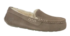 New NIB Ugg Ansley Slate Gray Brown Moccasin Slippers Suede Shearling 10