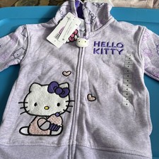 Hello Kitty Girls Zip-Up Hoodie Sweatshirt Jacket - Purple Size 4 - NEW