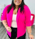 Andree Hot Pink Open Front Lightweight 3/4 Sleeve Notched Boyfriend Blazer XL — photo 2