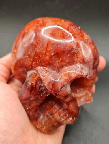 Red Fire Hematoid Quartz Crystal Skull, 609g - Picture 11 of 16