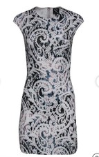 Alexander McQueen - White Sheath Dress with Lace Print, Size XS