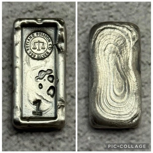 Rutland Bullion Co. 1 oz “Frame” Hand Poured Silver Bar .999 Fine Silver