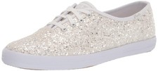 Keds Women's Champion Glitter Sneaker, White, 5.5 