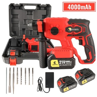 2x4.0Ah Schlagbohrmaschine Bohrhammer Akkuschrauber Stemmhammer SDS-Plus Koffer