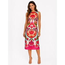 Vince Camuto Colorful Floral Sheath Dress Size 4 NWT Sleeveless Midi