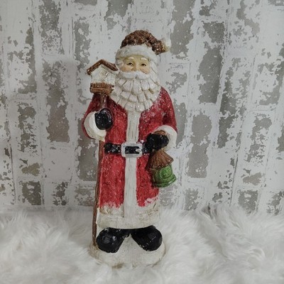 Valerie Parr Hill Standing Santa w/Birdhouse & Lantern 15'' Resin Christmas Decor