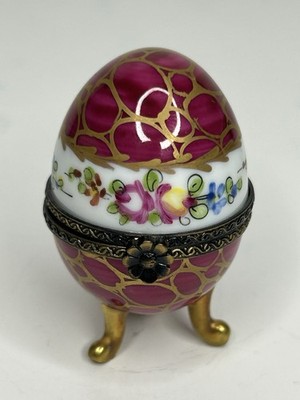 Rare 1962 Signed Limoges France Peint Main Egg Trinket Box - JD Dumont