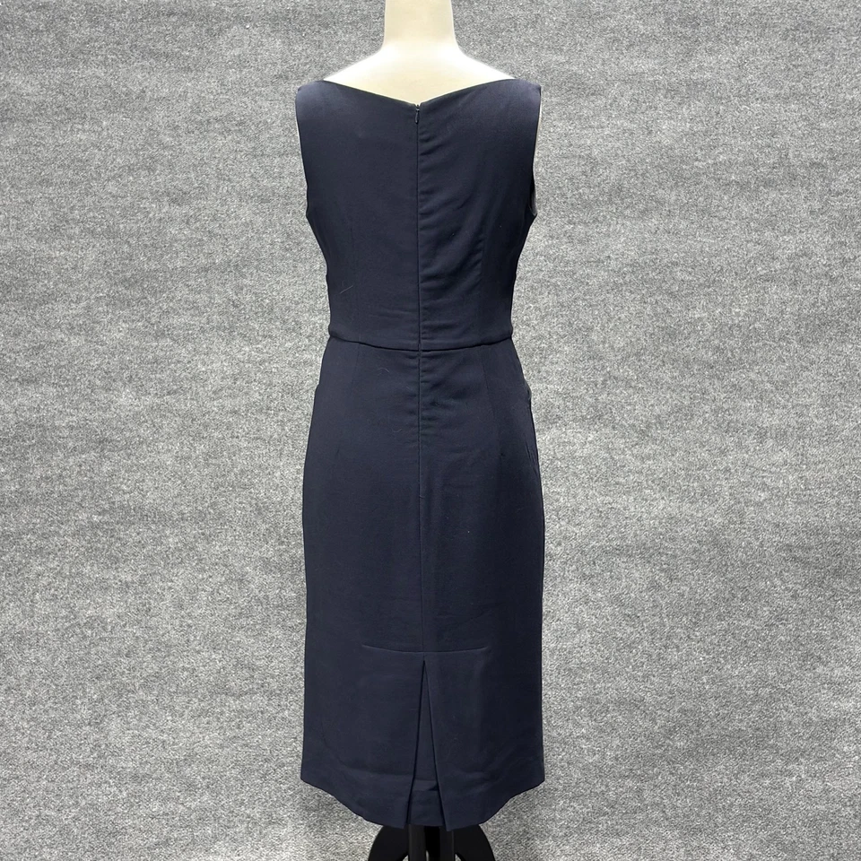 Barneys New York Dress Womens 42 Large Navy Sheath Sleeveless Wool Silk Italy - Image 2 of 4