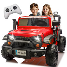 24V Ride on Truck for Kids,2 Seater Electric Car w/Remote,Power Wheels Jeep,Red
