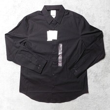 Calvin Klein Shirt Mens Medium Dress Long Sleeve Classic Fit Stretch Performance