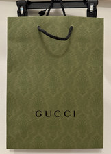 NEW - GUCCI Embossed Green Small Shopping Gift Bag 13" X 10  X 5.5"