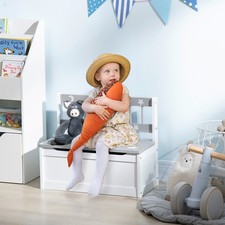 Image of ZONEKIZ 2 In 1 Wooden Kids Storage Bench, Toy Box w/ Safety Rod Refurbished
