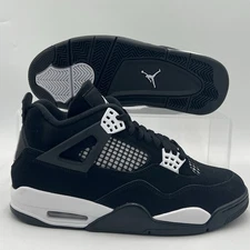 Mens Size 8.5 Air Jordan 4 White Thunder Retro Black Sneakers FQ8138 001 NEW