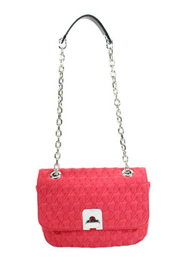 Jaeger Womens Embroidered Chain Strap Turn Lock Shoulder Bag Handbag Red