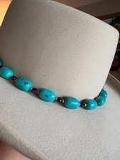 Handcrafted Western Style Beaded Hat Band Faux Turquoise, Purple, Gold Beads NEW