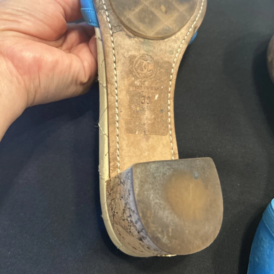 Sandalias Chanel Slides Cuero Talla 38 Hechas en Italia $900 Foto 3 de 4