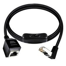 RJ45 Extension Cable CAT6e Ethernet 90 Degree Male To Female Switch 3.3 Ft