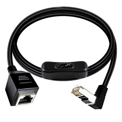 RJ45 Extension Cable CAT6e Ethernet 90 Degree Male To Female Switch 3.3 Ft