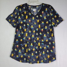 Minions The Rise of Gru Scrub Top Size Small V-Neck Pockets