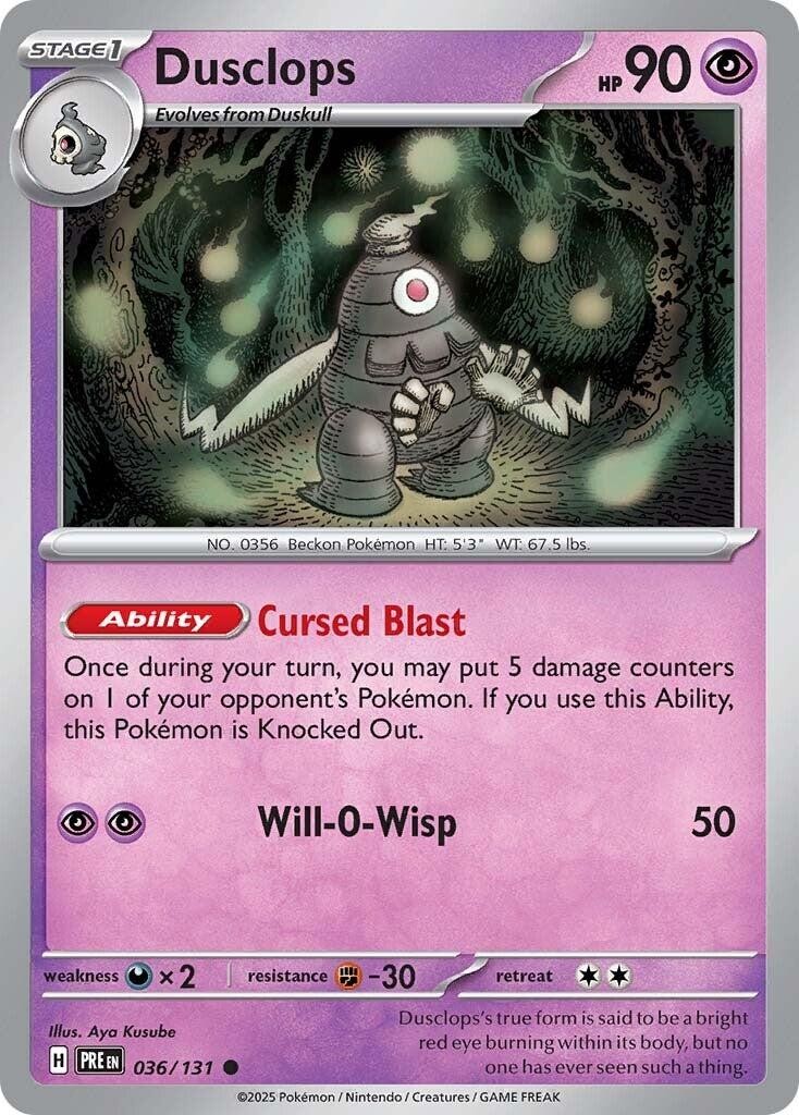 Dusclops Reverse Holofoil [PRE - 036/131] Pokemon NM
