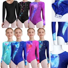 Kids Girls Leotards Yoga Jumpsuit Costumes Bodysuit Stage Performance Athletic