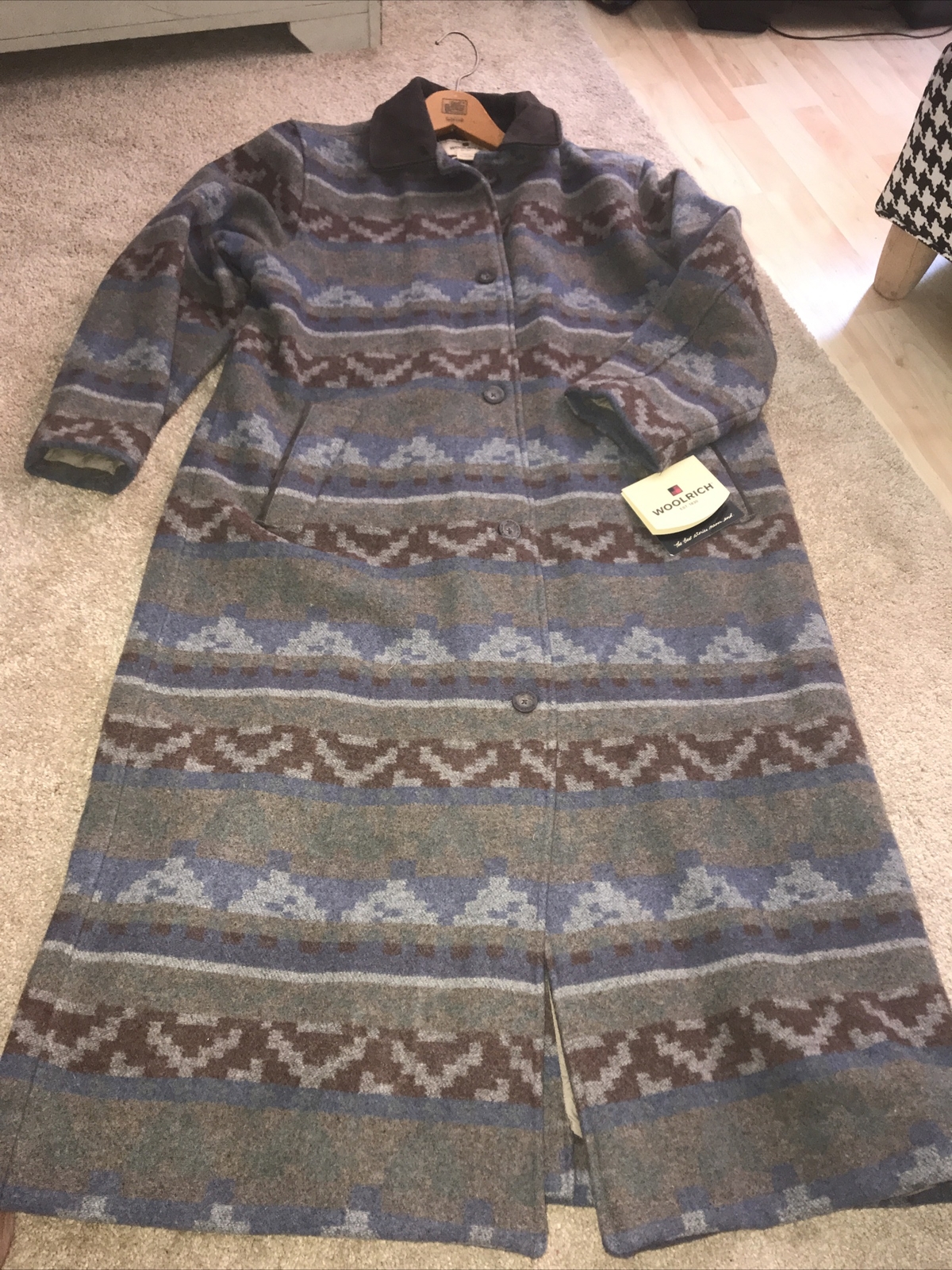 Woolrich Women’s Xl Striped Wool Southwestern Aztec Long Coat NWT❤️ VTG