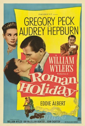 VINTAGE ROMAN HOLIDAY AUDREY HEPBURN MOVIE POSTER A4 PRINT