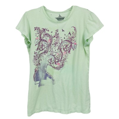 #ad Wet Seal Ashlee Simpson Y2K Tee Top Mint Green Colorful Short Sleeve Juniors L $19.99