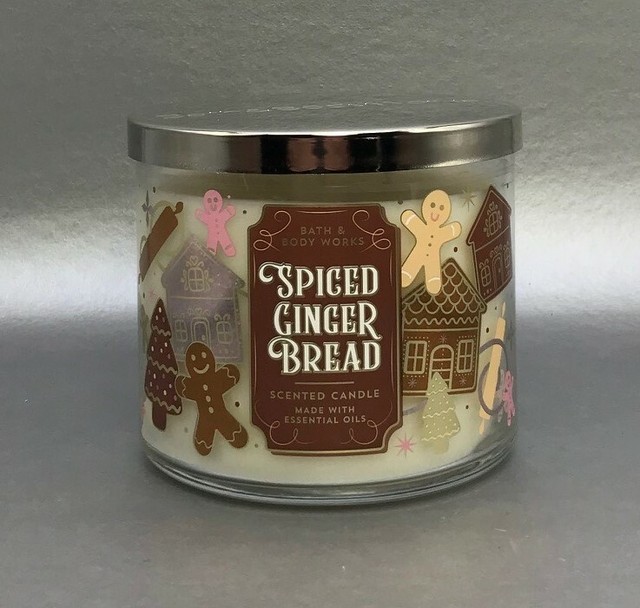 1 Piece Bath and Body Works White Barn SPICED GINGERBREAD 3Wick Candle