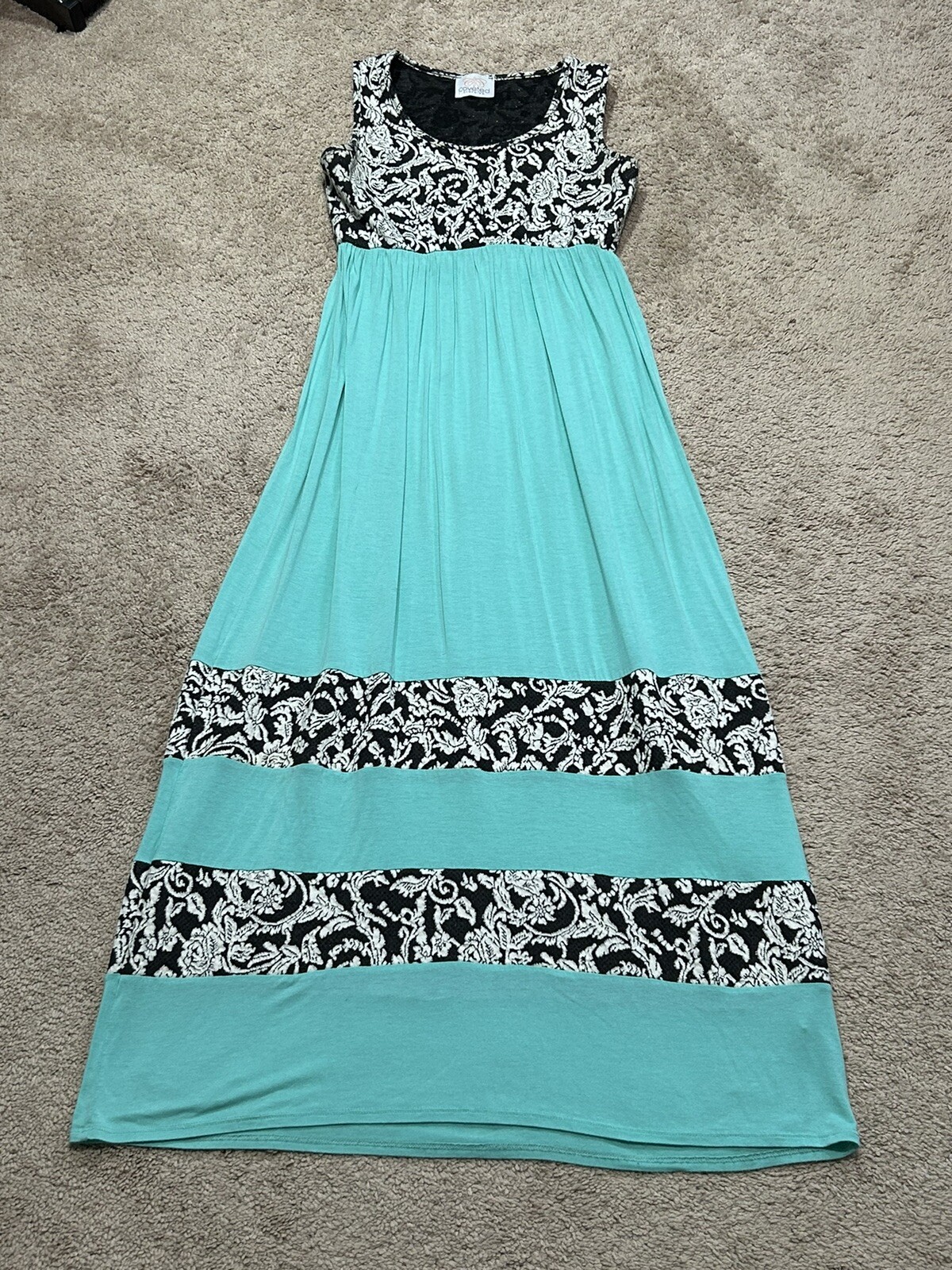 Coveted Clothing Womens Dress Size Medium Multicolor Print Maxi Flowy Sleeveless