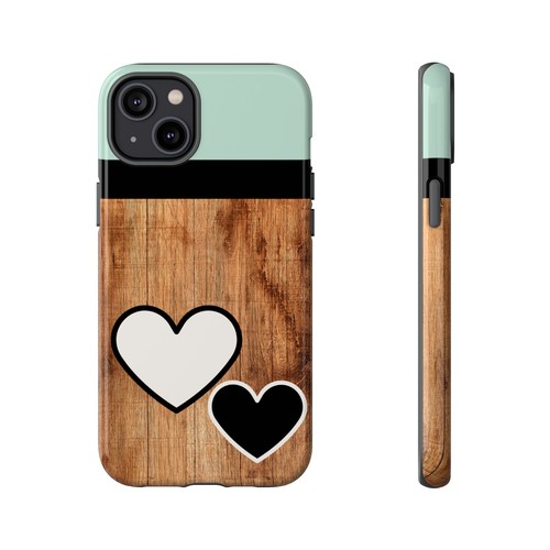 Aqua blue Woodgrain Hearts Tough Phone Case Iphone, Samsung Galaxy, Google Pixel - 第 82/287 張圖片