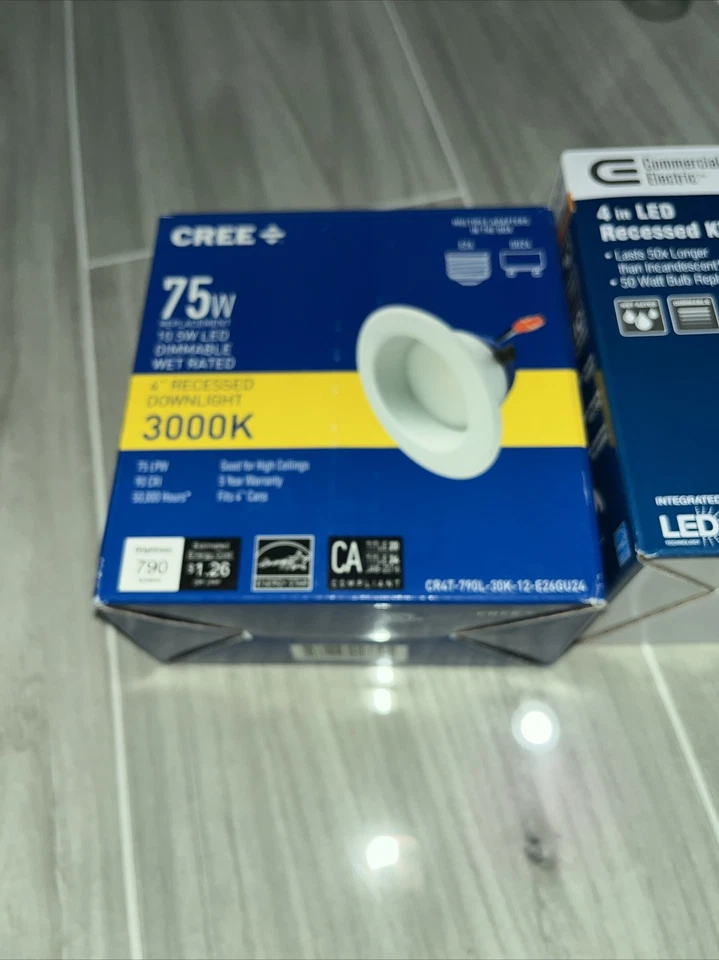 (2)Cree 75W LED Dimmable 4” & (2)COMMERCIAL ELECTRIC 4” LED Recessed Kits - Image 2 of 4