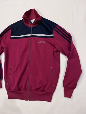 Vintage Adidas Track Suit Jacket Logo Burgundy Full Zip 80s Vintage Adidas Track Suit Jacket Logo Burgundy Full Zip 80s