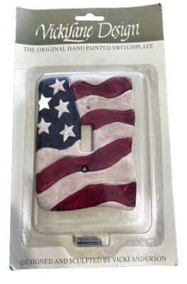 Vintage New Light Switch Plate Vicki Lane Design  Old Glory  With Hardware