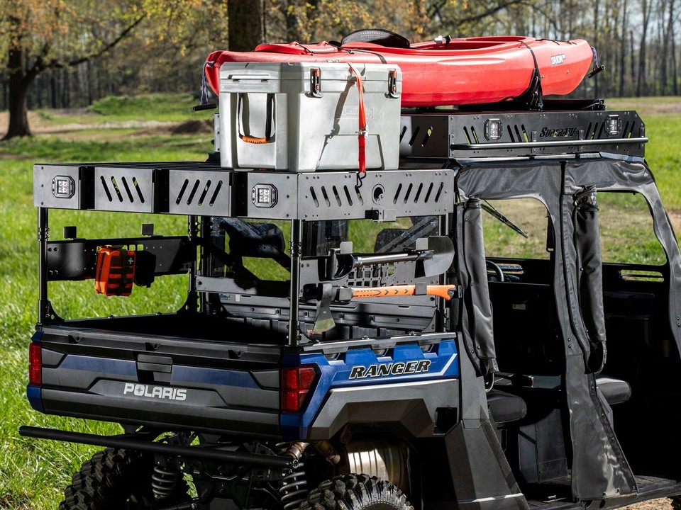 SUPER ATV OUTFITTER BED RACK FOR POLARIS RANGER XP 1000 (2 CUBE LIGHTS ...