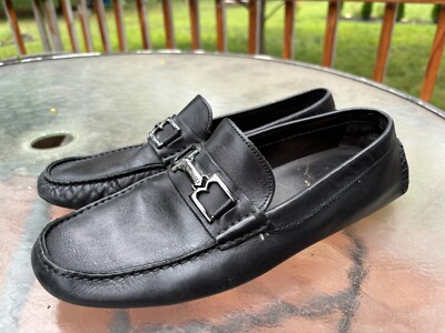 Bruno Magli XAVIER Black Leather Slip On Horsebit Moccasin  display picture 1