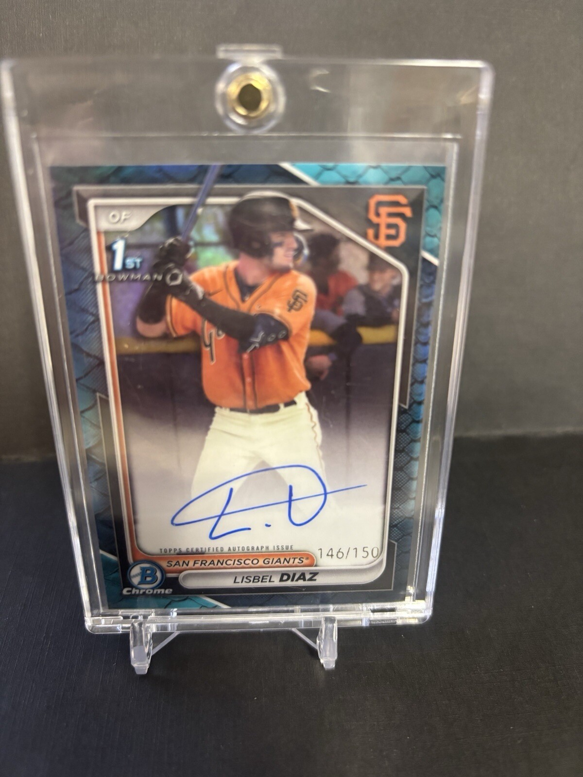 2024 Bowman Chrome Lisbel Diaz 1st Blue Reptile Refractor Auto /150 SF Giants🔥