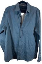 Ted Baker London Blue Button-Down Long Sleeve Shirt Sz 4 Large Cotton Mens D34