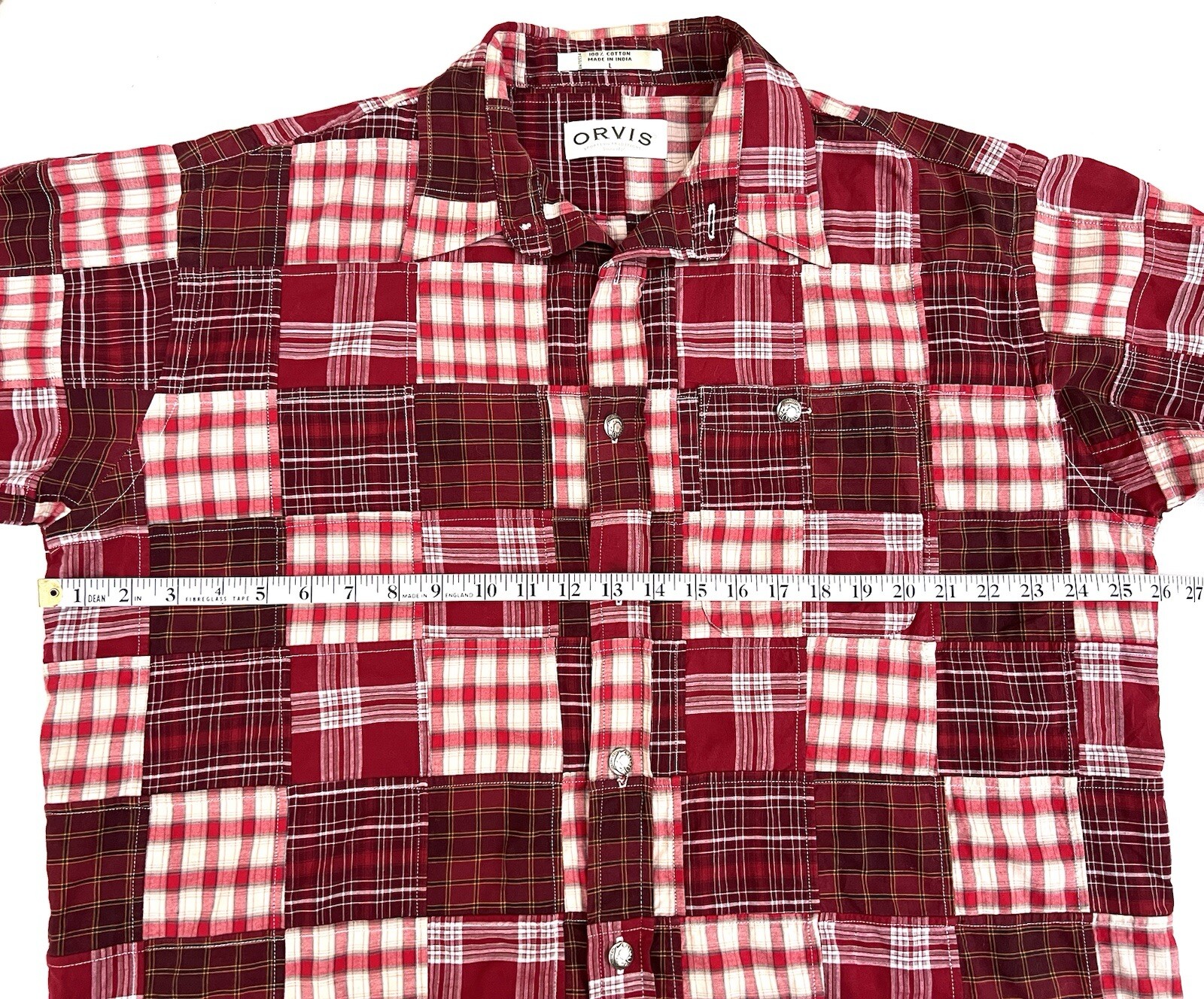 ORVIS Cotton Madras Red PATCHWORK Silver Accent B… - image 10