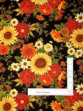 Sunflower Autumn Fabric 25" Length 44"Wide Gold Accent Hi Fashion C6588 Cotton