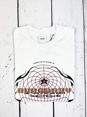 Burberry Totnes 12048:A1464 Globe Logo Crew Neck T-Shirt Size Small  £390 RRP UK