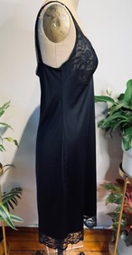 VTG VAN RAALTE*LOVELY!! BLACK LACE & NYLON FULL SLIP NEGLIGEE GOWN*S 34 A