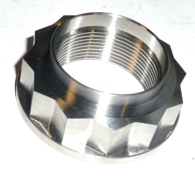 Triumph Daytona 955i all years REAR LEFT AXLE FLANGED NUT TITANIUM