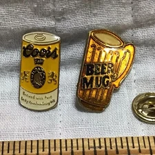 Vintage Coor’s Beer  And Beer Mug Pin back Lapel Pin Hat Pin Enamel