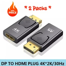 2 x Display Port to HDMI 4k Displayport DP HDMI Cable Adapter Video cord HDTV PC