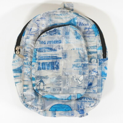 Trashy Bag Upcycled Water Sachet School Backpack Handmade Ghana Africa Trashion