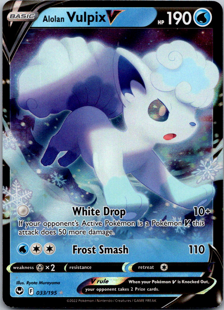 Alolan Vulpix V 033/195 Silver Tempest Ultra Rare Holo Pokemon TCG Card NM